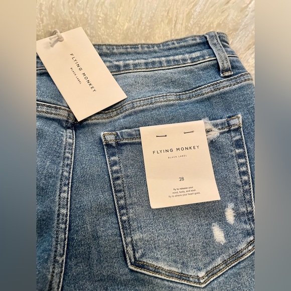 Sleep & Dance Flying Monkey Distressed Denim Mid Rise Jeans 28 - Picture 6 of 7